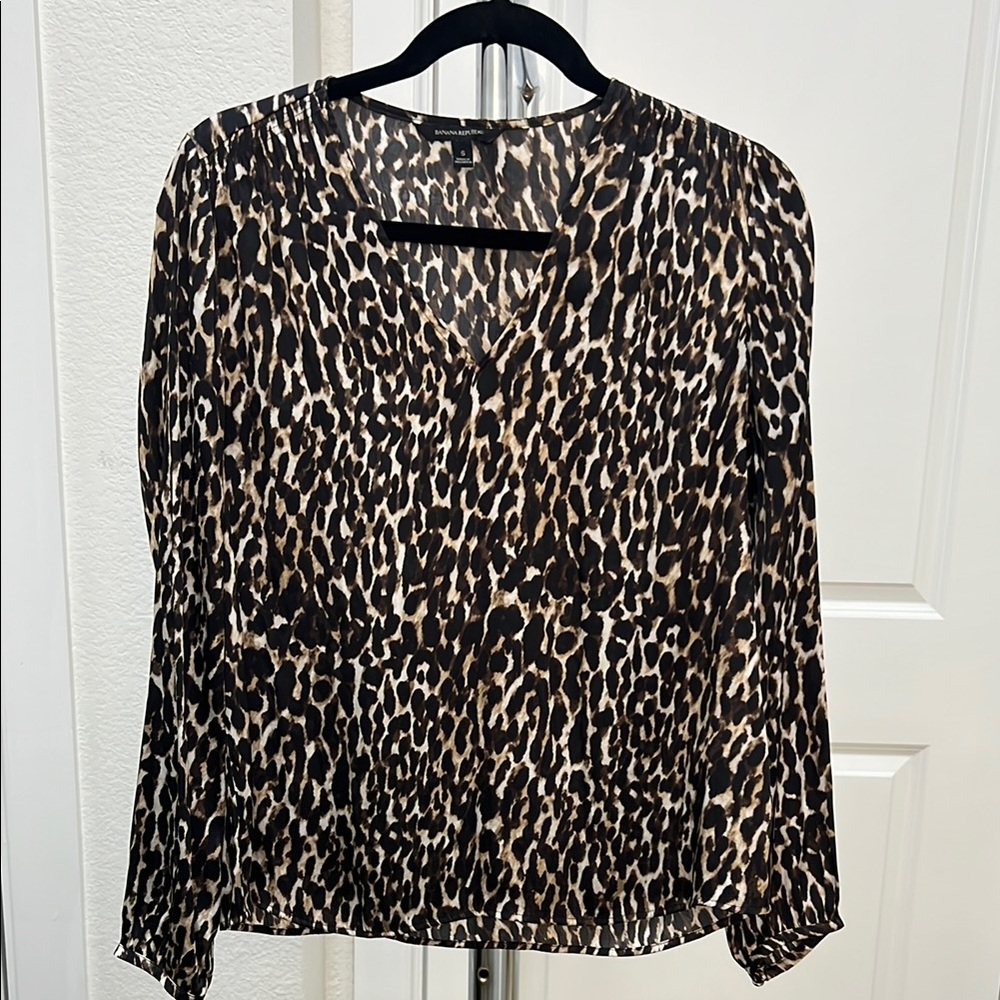Banana Republic Leopard Print Women's Silk Top Small